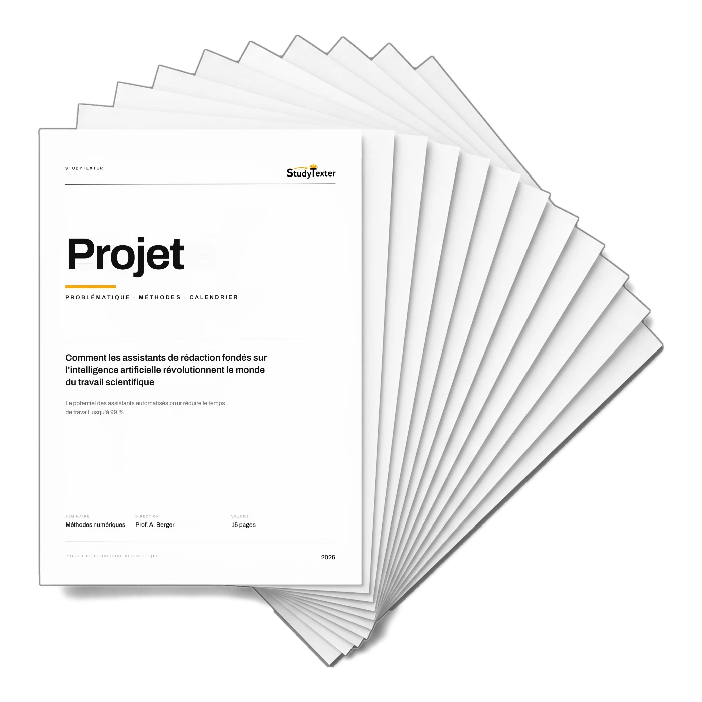 Projet StudyTexter avec problématique, méthodologie et calendrier