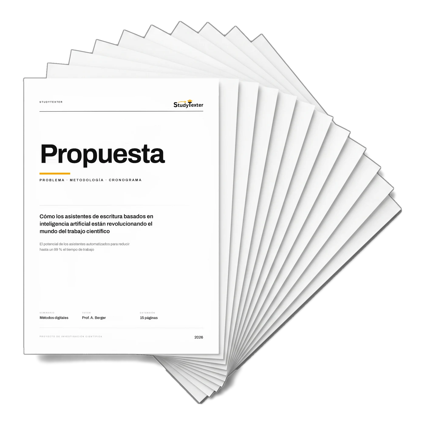 Propuesta de StudyTexter con pregunta de investigación, metodología y cronograma